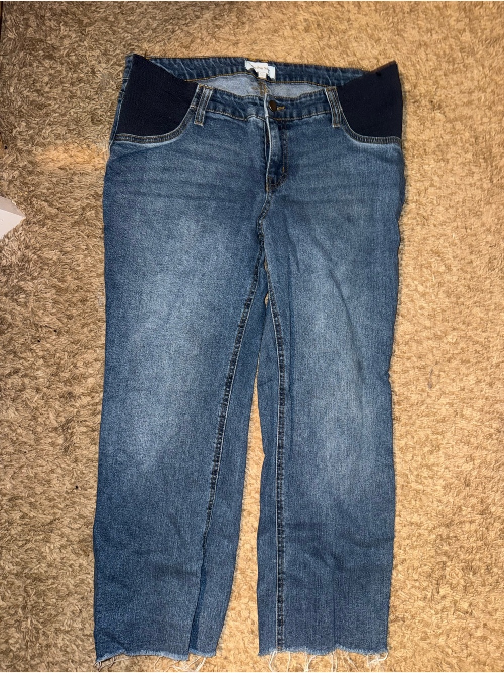Motherhood Maternity Blue Denim Relaxed Jeans with Navy Panels
